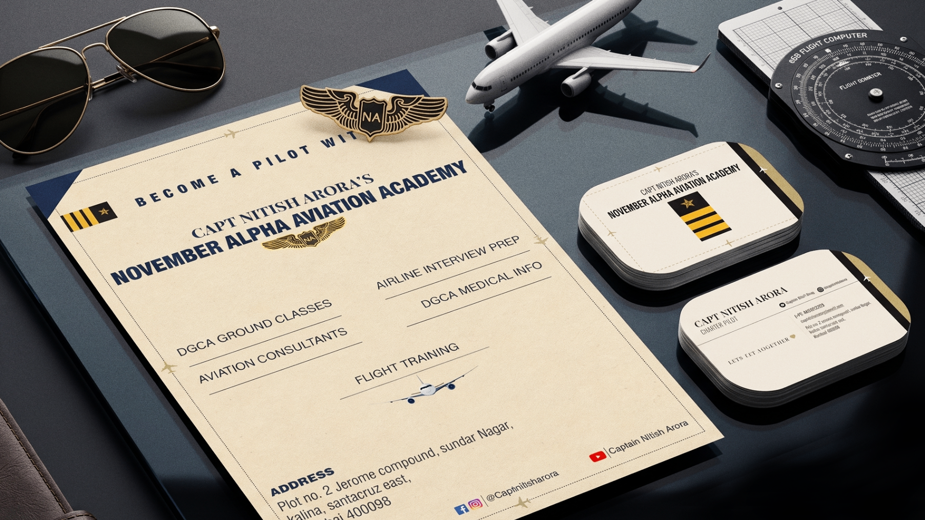 Stationery system — letterhead, wing pin, business cards