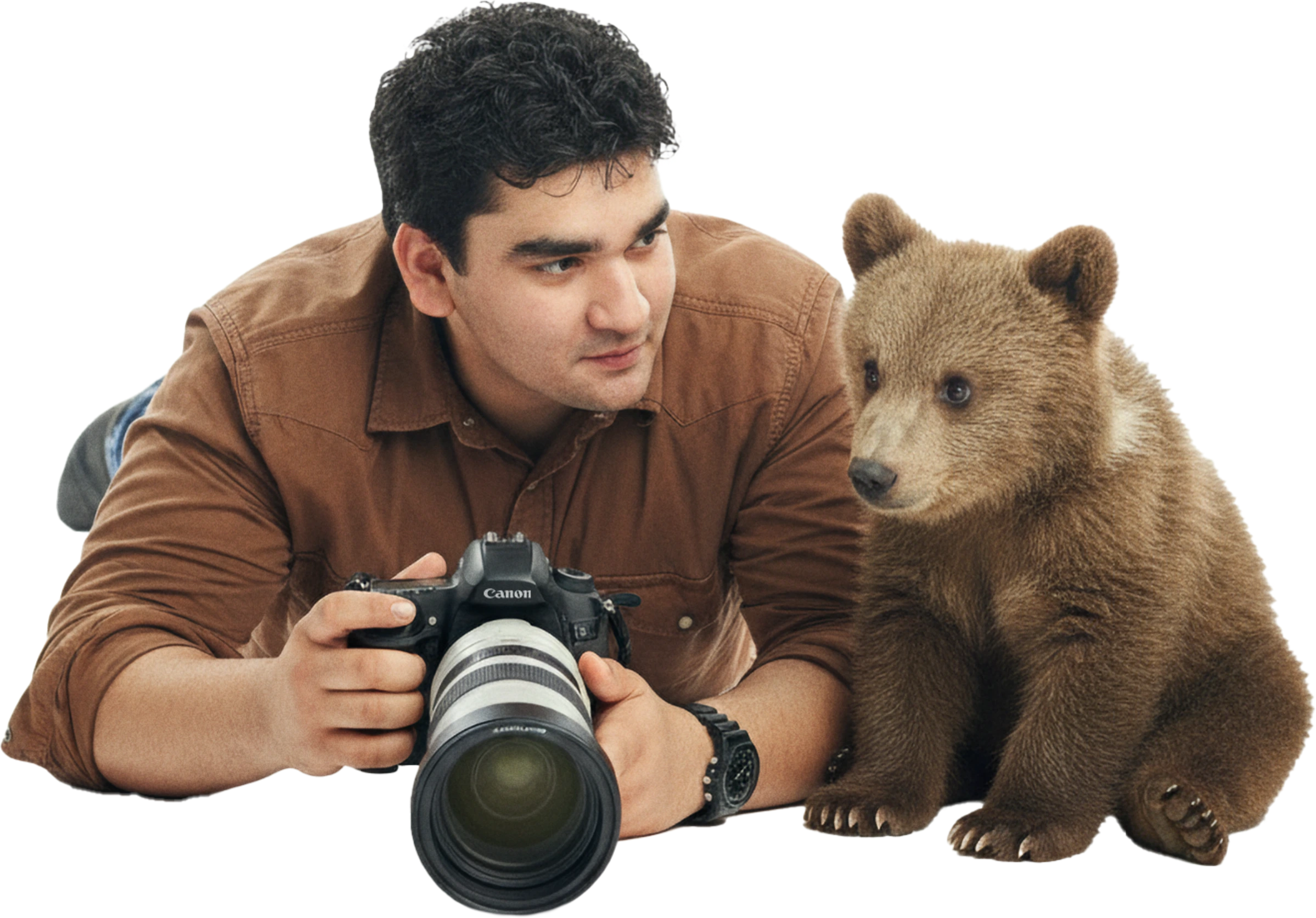 Adnan Aga — designer with a Canon camera, meeting a bear cub